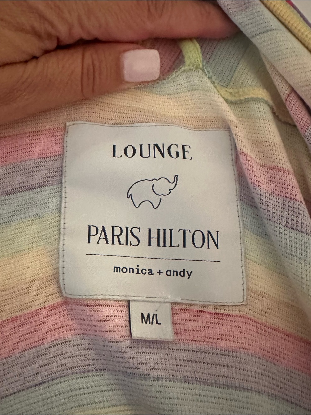 NWOT Women’s Paris Hilton × Monica + Andy Organic Cotton Blend Robe Rainbow M/L. - Picture 5 of 7